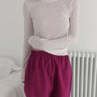 Haint Delicate Fit Flower Pattern Long Sleeve T-shirt