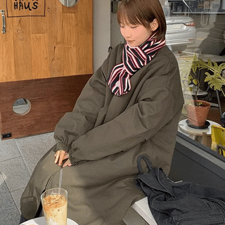 HEPUNS Quilted String Long Field Jacket