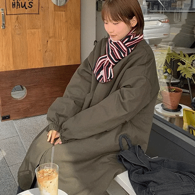 HEPUNS Quilted String Long Field Jacket