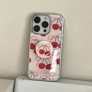 Ribbon Cherry iPhone 18 Pro MagSafe Silver Bumper Case