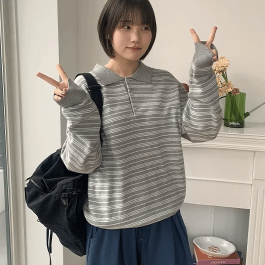 Seiichi Striped Collar Overknit