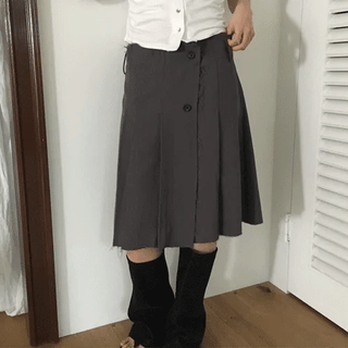 Pie Pleated Wrap Skirt (2 colors)