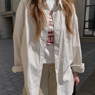 Renewed Fine Stripe Oversized Shirt