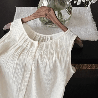 Scent Stripe Seersucker Sleeveless Blouse