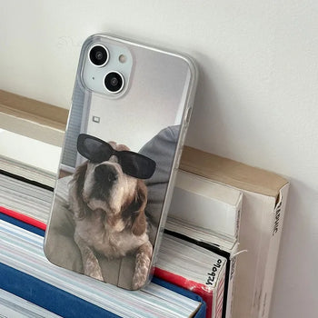 Living Room Sunglasses Dog Style Realistic Photo iPhone Case