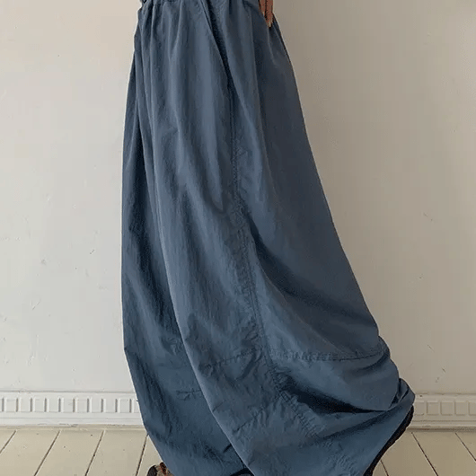 Gyuden Nylon Elastic Waist Balloon Wide Pants