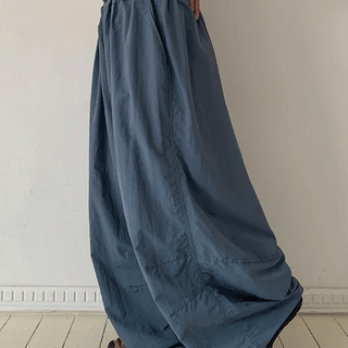 Gyuden Nylon Elastic Waist Balloon Wide Pants
