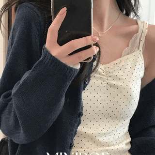 Dot Shirred Sleeveless
