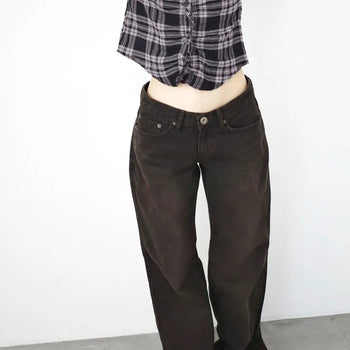 Brown washed bootcut denim