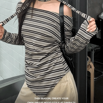 Side Shirred Asymmetrical Scarf Tee