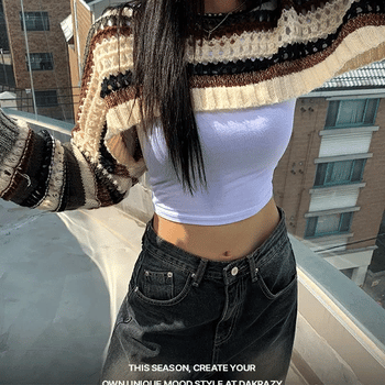 In the Vintage Crop Bolero Color Block Knit