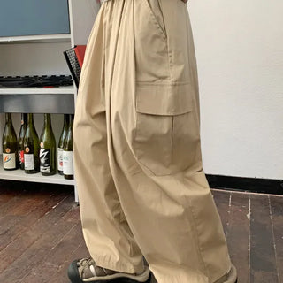 Nenen Pintuck Banding Balloon Wide Cargo Pants