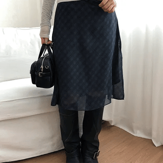 Check Chiffon Skirt