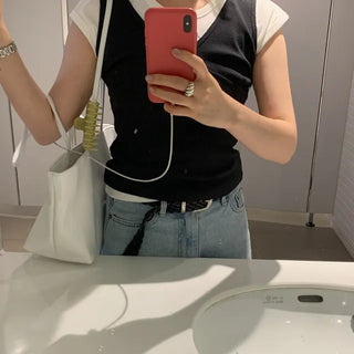 Peanut Stripe HalfButton Sleeveless