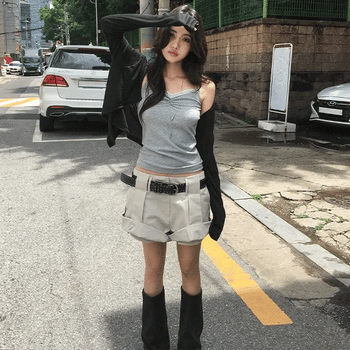 Loeve Roll-up Pintuck Cotton Shorts