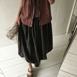 Chenne Nylon Balloon Banding Midi Skirt