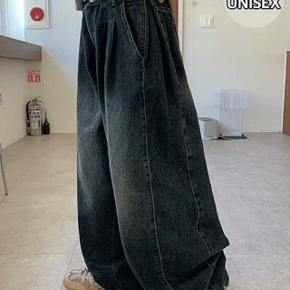 Condensé Pintuck Denim Wide Pants