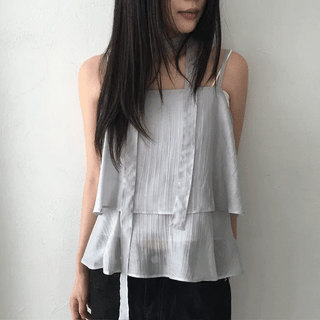 Tiered Scarf Sleeveless Blouse (2 colors)