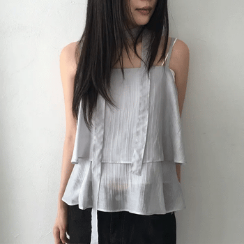 Tiered Scarf Sleeveless Blouse (2 colors)