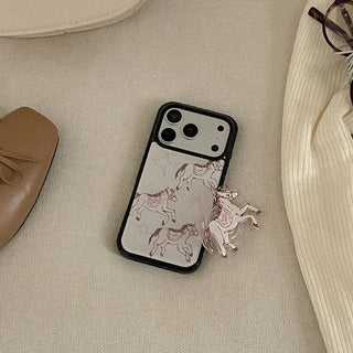 Drawing Horse iPhone 18 Pro Galaxy Epoxy Black Bumper Case