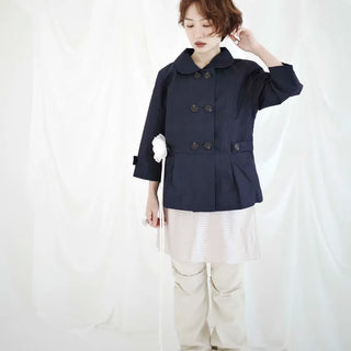 Rounded collar double jacket