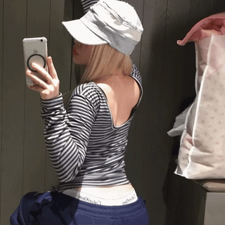 striped boat neck T-shirt