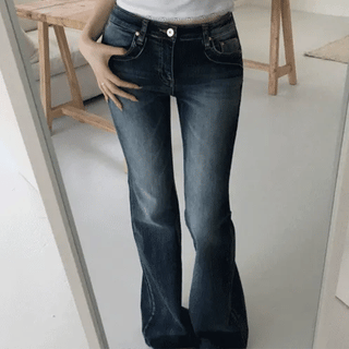 Kisha Low-Waist Washed Bootcut Pants