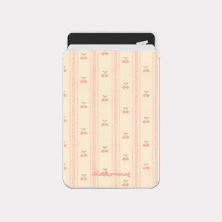Cherry Stripe MagSafe Clear Card Wallet Pocket Case
