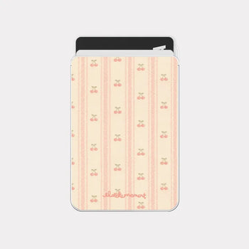Cherry Stripe MagSafe Clear Card Wallet Pocket Case