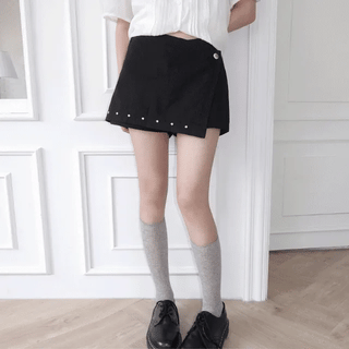 Melzia studded skirt wrap shorts