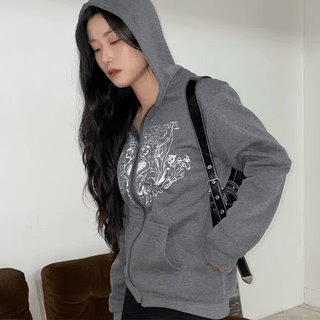 mink high neck zip-up