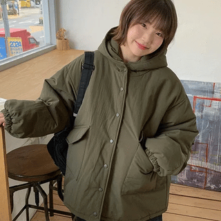 Ditoko String Over Hooded Quilted Padded Jumper