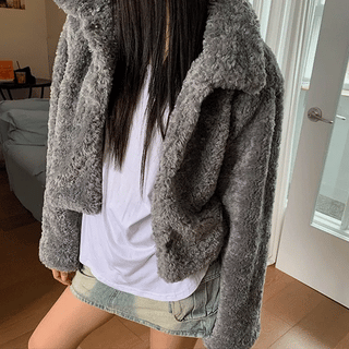 Sherpa Teddy Fur Collar Shearling Jacket