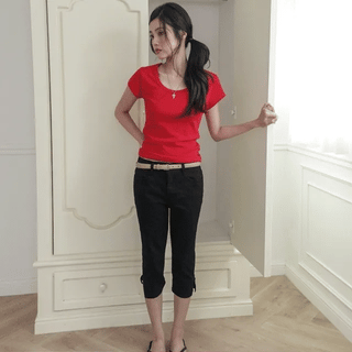 Svenor Side Slit 3/4 Length Capri Pants