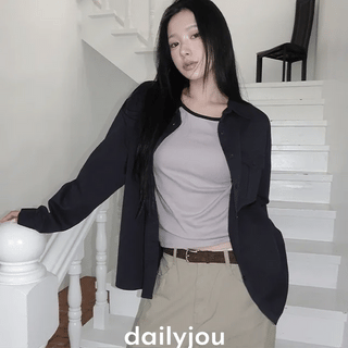 Afton Oversized Two-Pocket Tencel Shirt