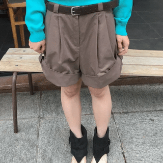 Yuuhi Roll-up Button Short Cotton Pants