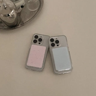 Pastel Terrazzo Pattern MagSafe Clear Card Wallet Pocket Case