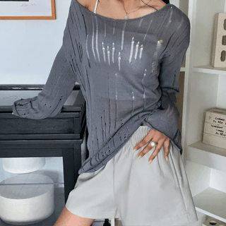 Vintage Loose Fit Damaged Mesh Knit