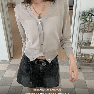 J Linen V-Neck Cardigan