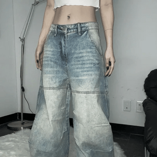 denim cargo wide pants