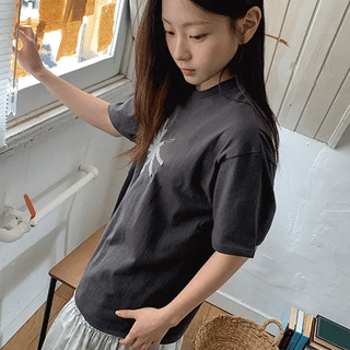Yuhika Star Patch Oversized Short Sleeve Tee