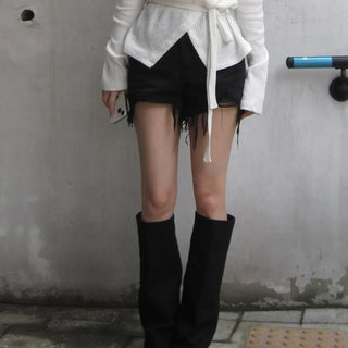 Fold Linen Long Boots
