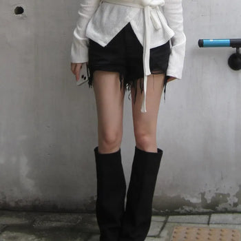 Fold Linen Long Boots