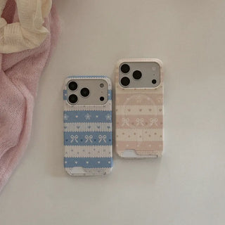 Ribbon Knit iPhone 17 Pro Card Holder Hard Case