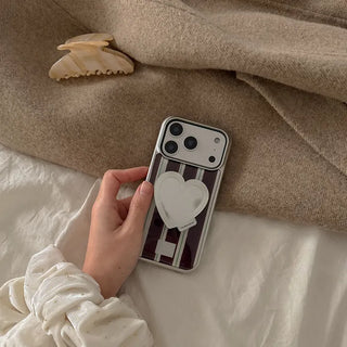 [SET] Autumn Cotton Stripe Silver MagSafe Bumper Case + Mirror Smart Talk