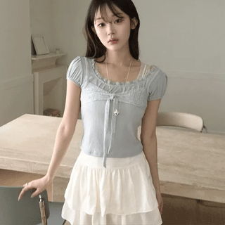 Bubble Ribbon Puff Top