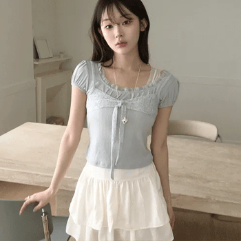 Bubble Ribbon Puff Top