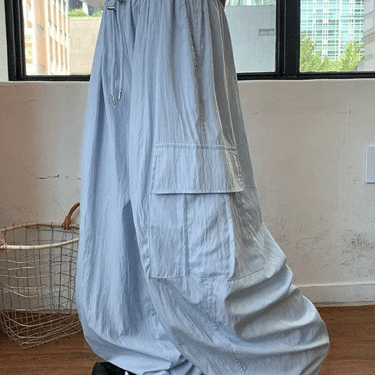 Repot Elastic Cargo Nylon Wide Pants