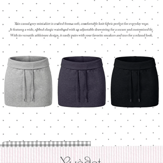 Daily Simple Sweatskirt  Mini Skirt Essential Skirt Built-in Shorts Low-Rise Elastic Waist Tracksuit Training Skirt Cotton Skirt Y2K Spandex Slim Fit Delicate Fit