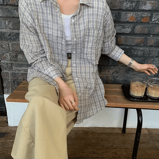 LIKEMENT Zenith Snap Button Loose Fit Check Shirt